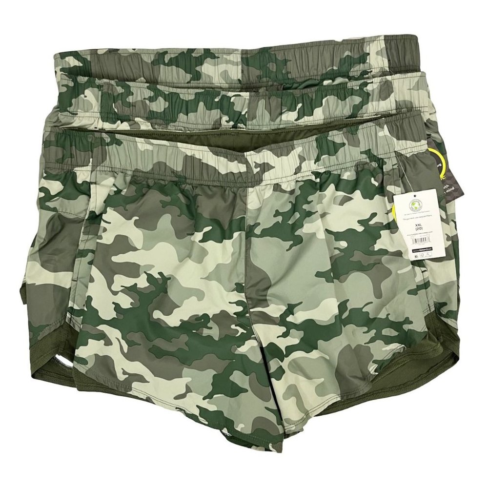 NEW Lot‎ of 3 Athletic Works Green Camo Running Shorts - Womens Size XXL